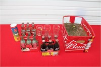 Box of Misc. Coca-Cola Bottles & Glasses