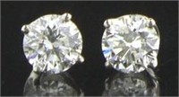 14kt Gold Brilliant 1.03 ct Diamond Stud Earrings