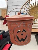 Decorative Pumpkin Metal Bucket w/ Lid