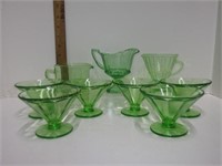 9pc Green Glass