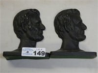 Pair Cast Iron Abe Lincoln Book Ends