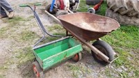 Fertilizer spread & Wheelbarrow