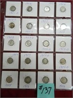(20) Rosy Silver Dimes, 1951s, (3) 52, 52D, 52s,