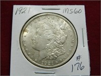 1921 Morgan Silver Dollar - MS60