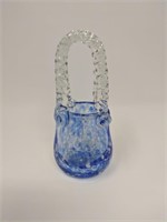 Blue Hand Blown Glass Basket