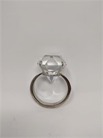Large Novelty Glass Diamond Ring