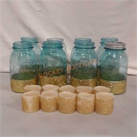 8 Blue Ball Quart Jars / Candles