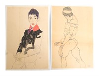 Egon Schiele Two Portraits: Woman & Man Lithograph
