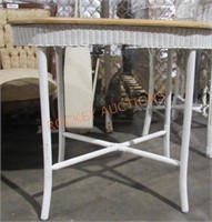 Wicker Table With Wood Top;