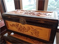 Chinese Wood Carved Trunk - Medium