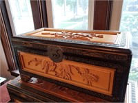 Chinese Wood Carved Trunk - Small