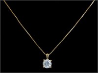 14K Yellow Gold & Diamond Solitaire Necklace