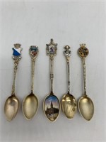 5pc Lot of Miniature Collector's Spoons