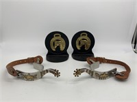 Pair of Showman Stirrups and Metal Horse Bookends