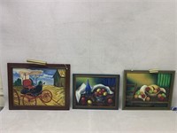 Lot of 3 Large Still Life Paintings in Vintage