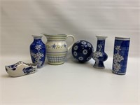 6 Piece Blue & White Decorative Lot