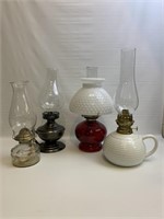 Lot of 4 Vintage/Antique Oil Lamps