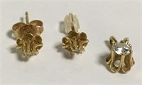 14k Gold & Diamond Earrings & Pendant