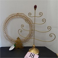 WREATH  13 IN & TREE 17 IN GOLD TONE CARD HOLDER