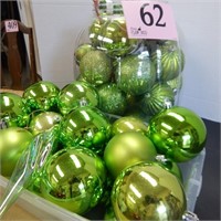 LARGE SUPPLY OF GREEN TREE ORNAMENTS