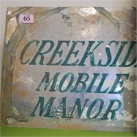 AWESOME "CREEKSIDE MOBILE MANOR" METAL ROAD SIGN