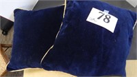 2 VELVET THROW PILLOWS TRIMMED WITH GOLD CORD