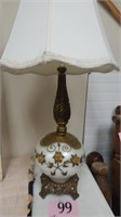 VINTAGE BRASS TABLE LAMP WITH APPLIQUED FLORAL