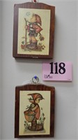 PAIR OF HUMMEL WALL PLAQUES 6 X 7 MANCHESTER WOOD
