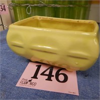 VINTAGE 4 FOOTED YELLOW PLANTER , GOOD CONDITION