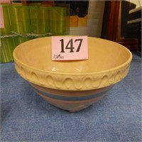 YELLOW WARE POTTERY MIXING BOWL HAIRLINE CRACK IN
