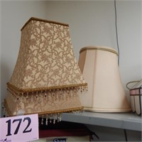 PAIR OF FRINGED LAMP SHADES 10 IN