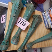 GORGEOUS TEAL FAN CARVED TABLE LEGS QTY 4, 14 IN