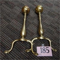 PAIR OF VINTAGE BRASS ANDIRONS, INCOMPLETE