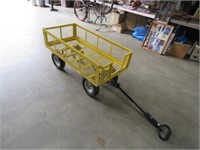 YELLOW METAL PULL BEHIND WAGON FOLD DOWN SIDES