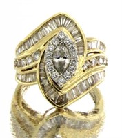 14kt Gold Marquise 2.00 ct Large Diamond Ring