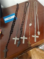 Lot of Cross and Rosary Necklaces
