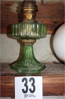 Green Glass Aladdin Oil Lamp 12"