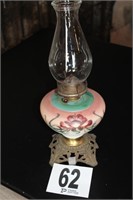 Brass & Glass Oil Lamp 17"