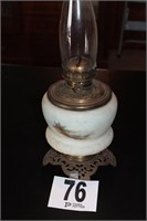 Glass 7 Brass Oil Lamp 20"