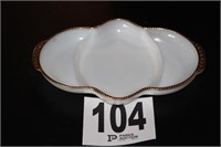 Divided Milk Glass Dish 11" by Fire-King