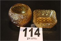 Amber Glass Rose Bowl & Trinket Tray 4"
