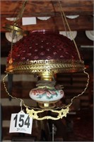 Cranberry Fenton Shade w/ Custom Hanging Lamp