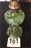 Green Glass Aladdin Oil Lamp 12"
