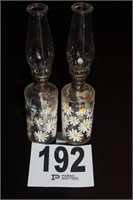 Pair Oil Lamps 10"