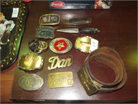 BELT BUCKLE AND KNIFE LOT