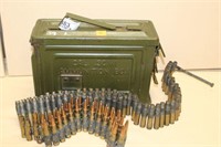 AMMO CONTAINER W/ MILITARY ROUNDS AND BRASS