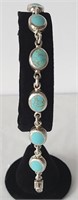 Vintage Sterling 8" Turquoise Bracelet