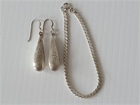 Sterling Dangle Earrings & Sterling Bracelet