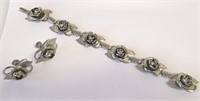 Vintage Roses Bracelet & Screwback Earrings