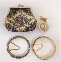 Costume Jewelry, Embroidery Change Purse (4 pcs)